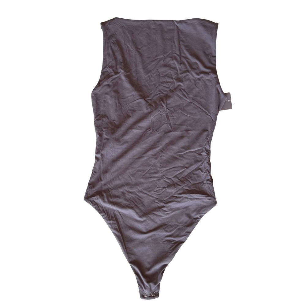 Auden Luxury Collection Gray Sleeveless Bodysuit Minimalist Layering Size M NWT